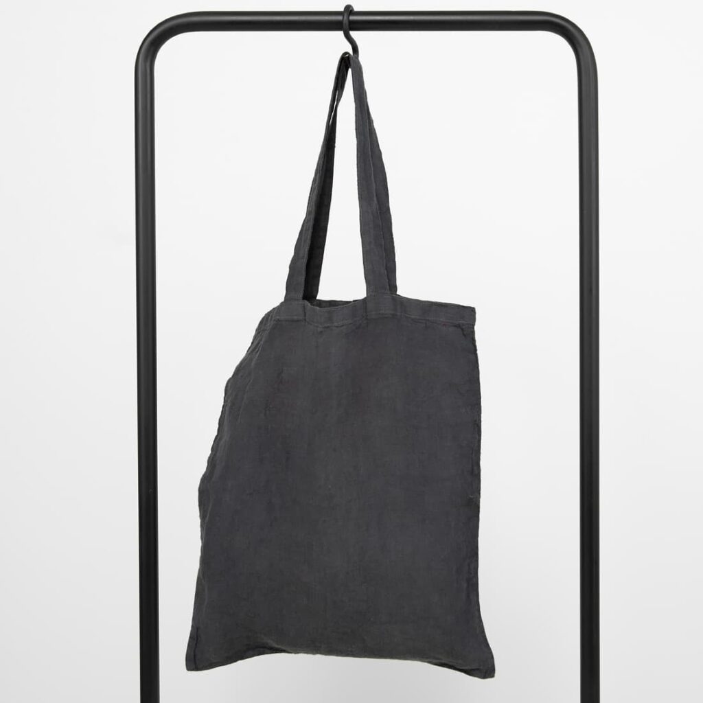 Grey washed linen shopping bag/tote