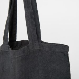 Grey washed linen shopping bag/tote with handles