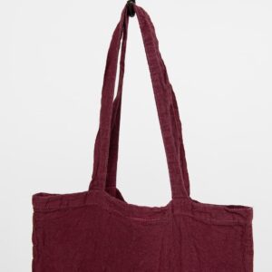 Green washed linen shopping bag/tote with handles