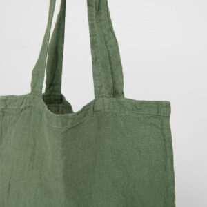 Green washed linen shopping bag/tote with handles