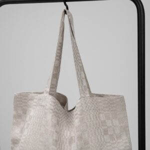 natural checked linen bag with handles