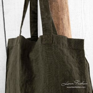 Moss linen bag with long handles