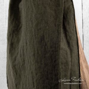 Linen shopper bag in moss green colour