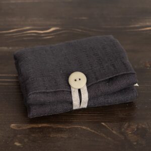 Dark grey linen tote bag, folded up