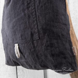 Dark grey colored linen tote bag, saga.