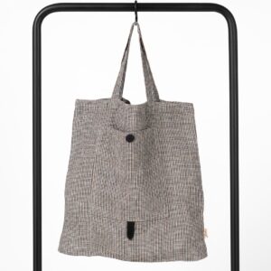 Multicolour checked linen tote bag