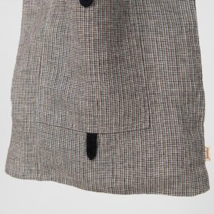 Multicolour checked linen tote bag with pocket in front