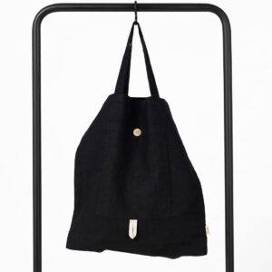 Black linen tote bag