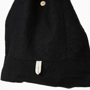 Black linen tote bag with pocket