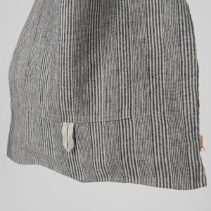 Grey striped linen tote bag with front pocket