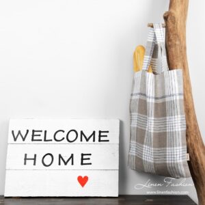 Grey linen shopper bag, mandi.