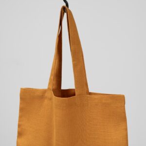 yellow linen bag with handles