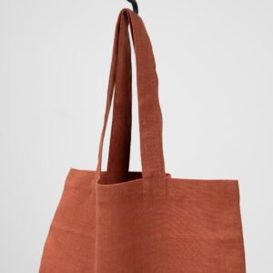 orange linen bag with handles