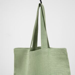 light green linen bag with handles