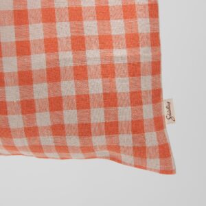 orange checked linen bag, orange beige