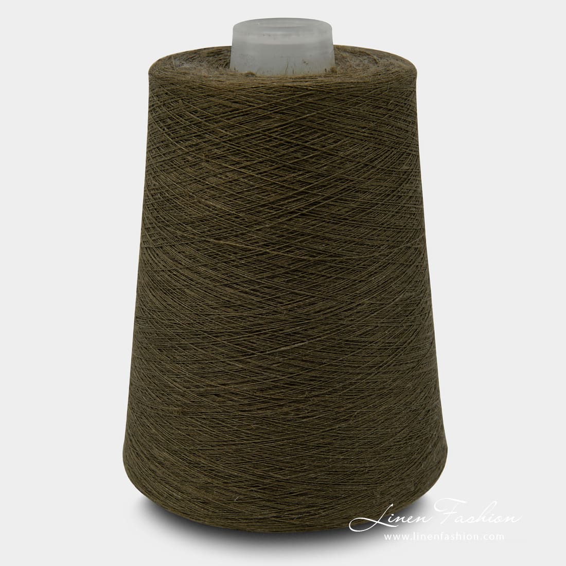 Linen Yarns In Moss Brown Color
