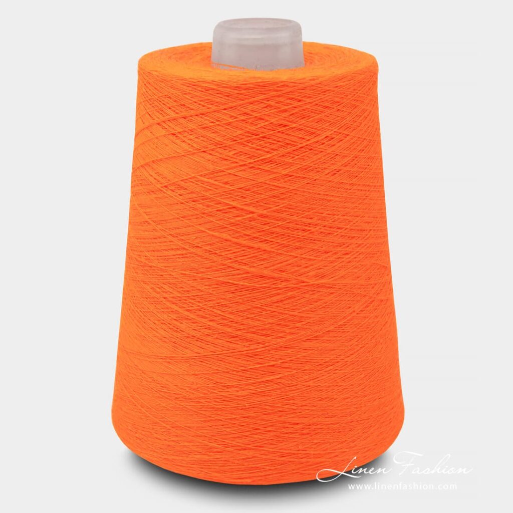 Linen Yarns In Vibrant Orange Color