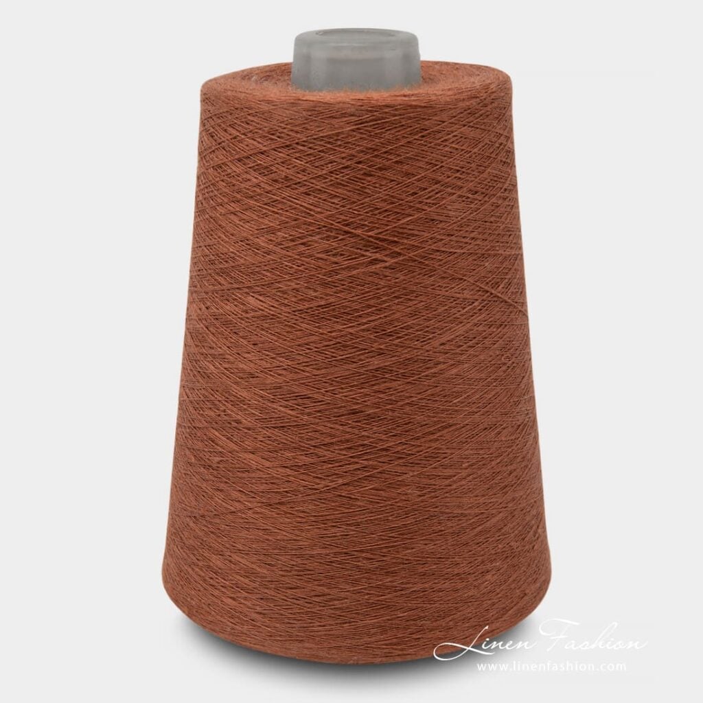 Linen Yarns In Brick Red Colour
