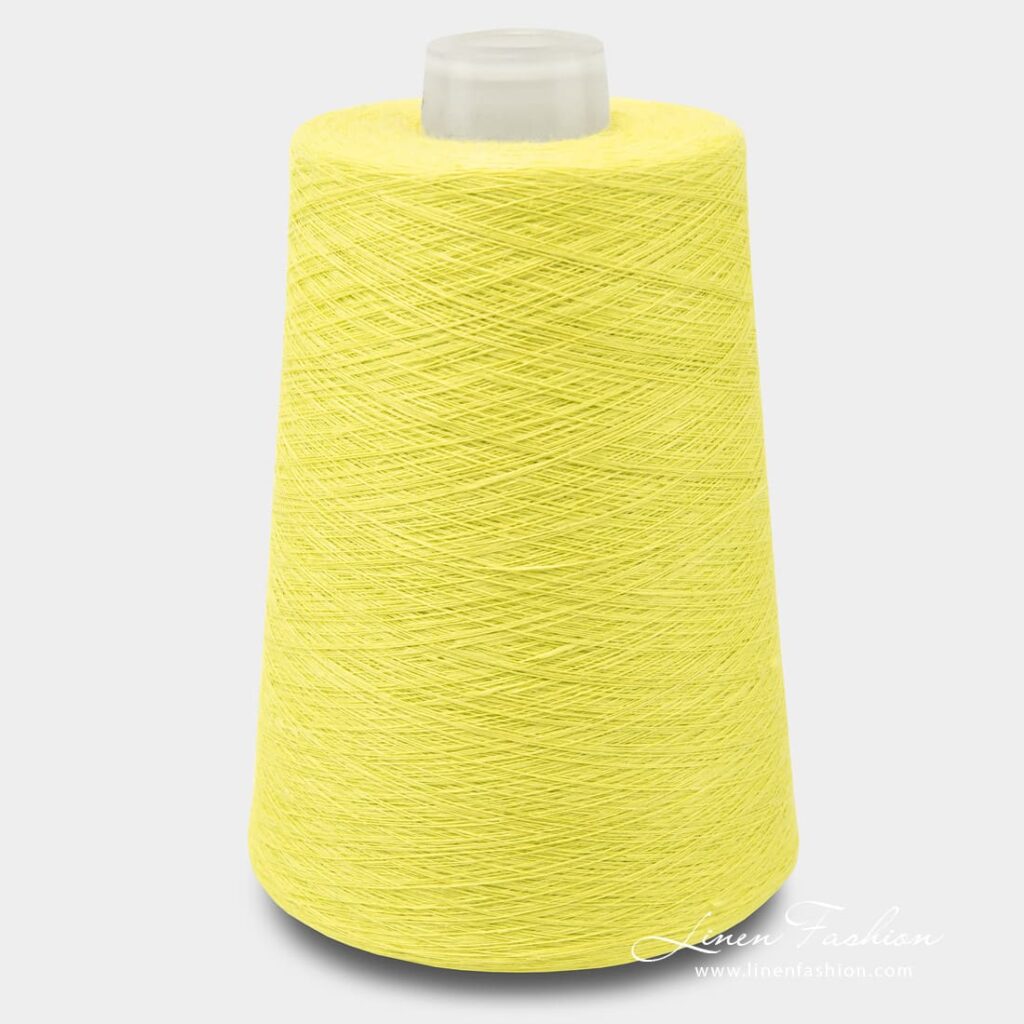Linen yarns in neon yellow color - 6(23)