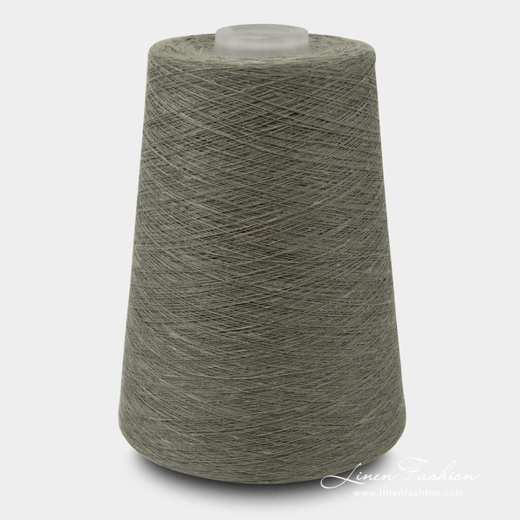 Linen Yarns In Dark Greenish Grey Color