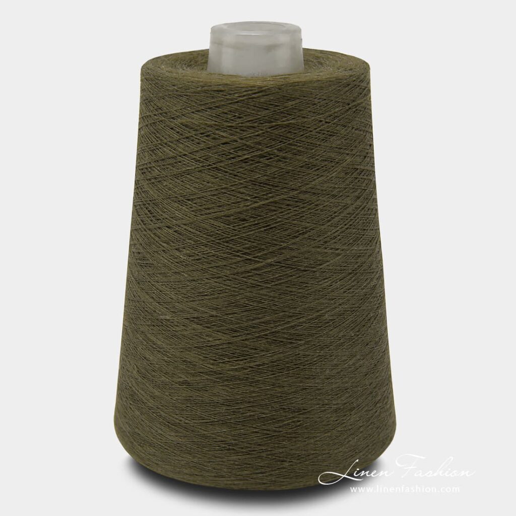 Linen yarns in forest green color - 4(3)