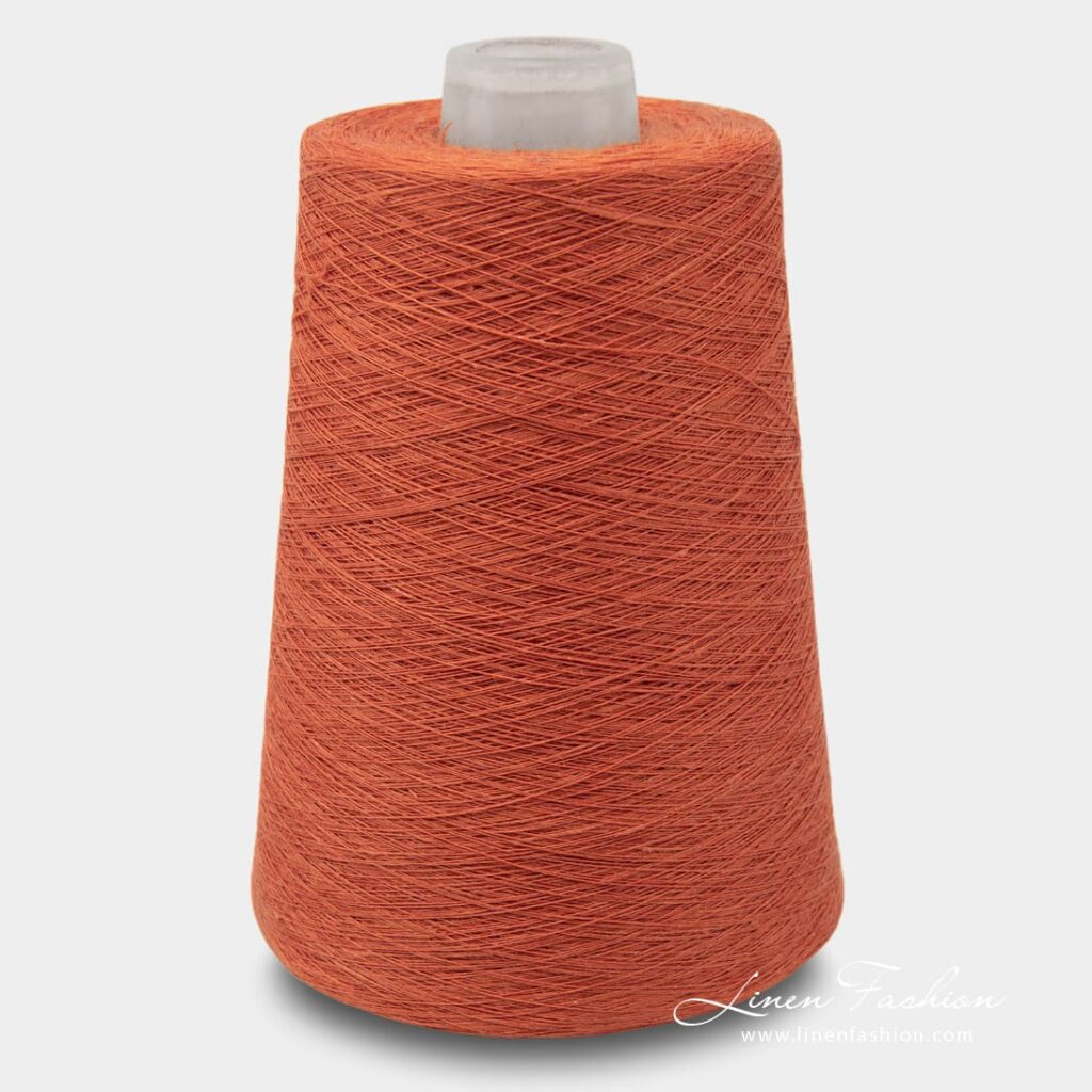 Linen yarns in dark orange color - 8(3)
