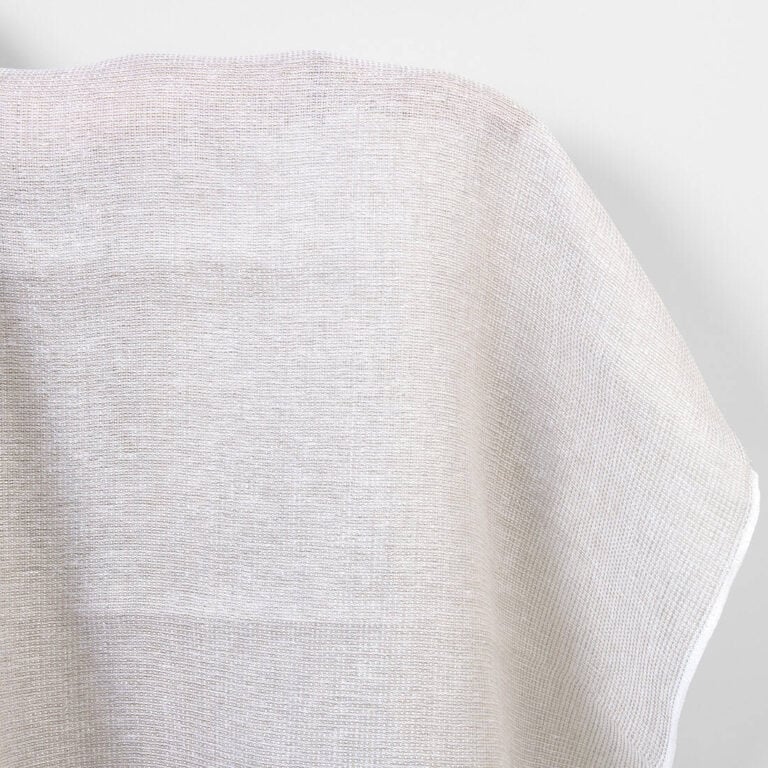 Linen fabric dobby openweave white and beige